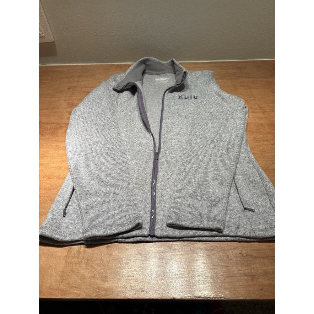 KUIU Womens Base Camp High Loft Sweater Fleece Size Large Full Zip Purple Gray